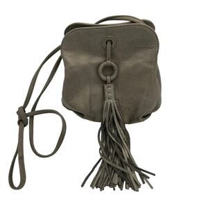 Hobo Birdy Leather Crossbody Bag Grey Tasselled Accent